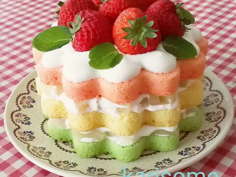 簡単ジェノワーズでひな祭りケーキ レシピ 作り方 By かりそめ太郎 楽天レシピ